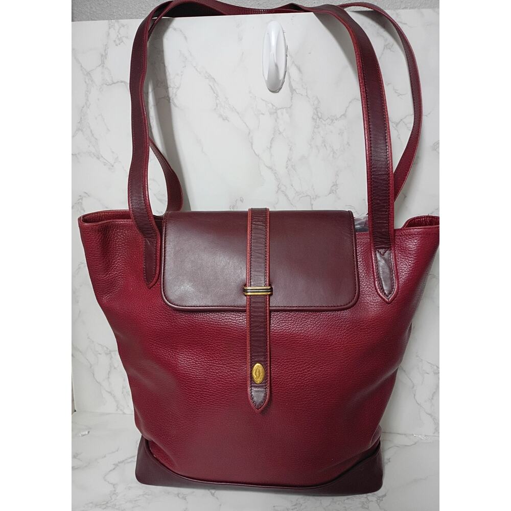 CARTIER Vintage Must de Cartier Trinity Bordeaux Calfskin Tote Bag - EUC
